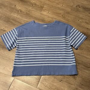 L.L. Bean Blue and White Striped Short Sleeve Tee